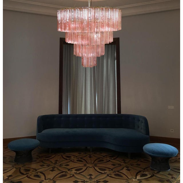 Italian 78 Pink Murano Glasses Tronchi Chandelier, 1990s For Sale - Image 6 of 18