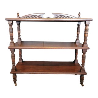 Georgian Mahogany 3 Tier Dumb Waiter on Casters For Sale