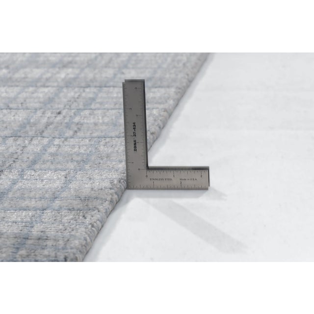 Blue Gray Tartan Indoor Outdoor Polyester Rug, 9' X 12' For Sale - Image 4 of 8