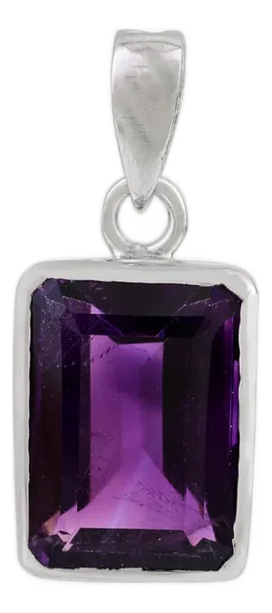 Amethyst February Birthstone Solitaire Pendant in 925 Solid Silver
