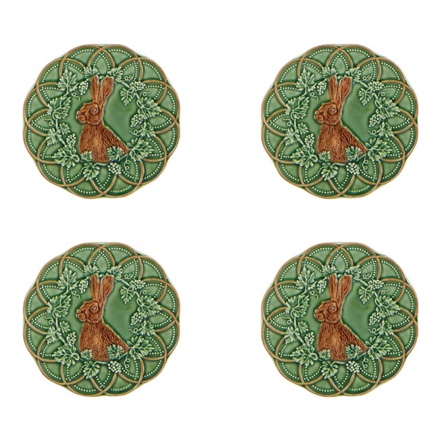 Bordallo Pinheiro Woods Bread and Butter Plates, Hare, Set of 4 For Sale
