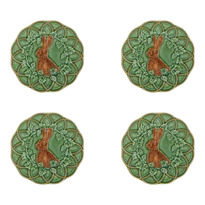 Bordallo Pinheiro Woods Bread and Butter Plates, Hare, Set of 4