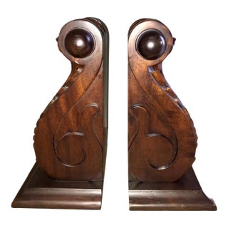 Late 20th Century Selamat Designs Mahogany Wood Bookends - a Pair For Sale