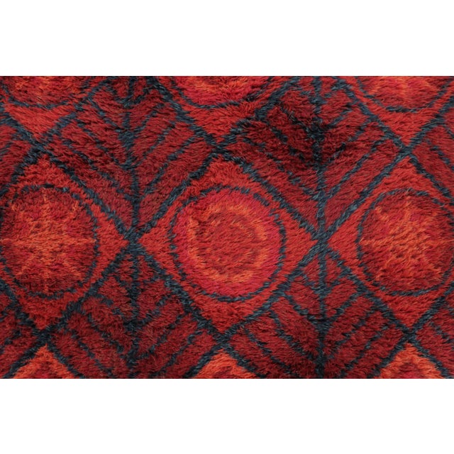 Mid-Century Modern Vintage Swedish Rya Wool Rug by Rug & Kilim, Geometric, 1950–1959 For Sale - Image 3 of 9