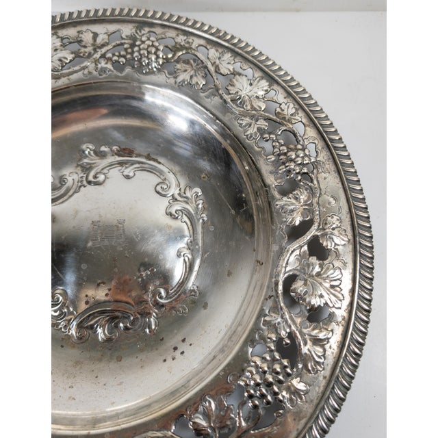 English 19th Century English Sheffield Silverplate Centerpiece Bowl or Charger With Grape Motif For Sale - Image 3 of 12