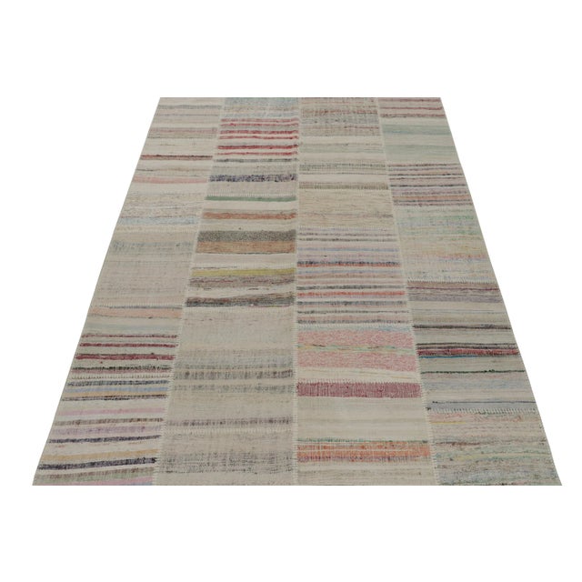 Contemporary Rug & Kilim’s Patchwork Kilim in Polychromatic Stripes For Sale - Image 3 of 7