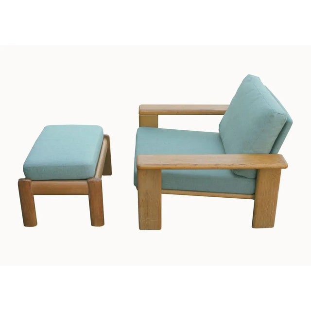 Set of Oak Armchair with Ottoman, 1970s For Sale - Image 11 of 13