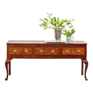 18th Century Tiger Oak Dresser Base / Console (C. 1790) For Sale