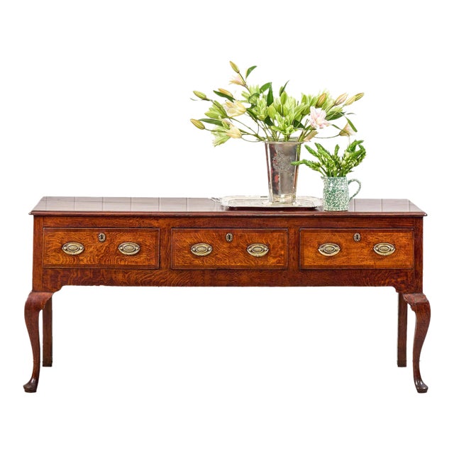 18th Century Tiger Oak Dresser Base / Console (C. 1790) For Sale