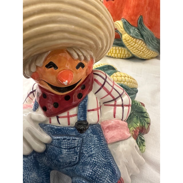 Ceramic Fitz & Floyd "Scarecrow" Figural Cookie Jar For Sale - Image 7 of 9