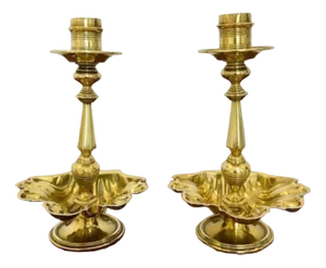 Antique Brass Candleholders, 1900, Set of 2
