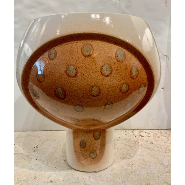 Mid-Century Modern Mid-Century Modern Style Portuguese Clay and Cream Squat Vase For Sale - Image 3 of 4