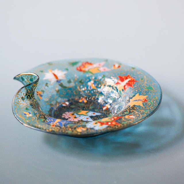 Late 19th Century Moser Turquoise Blue Glass Enameled Butterfly Bowl For Sale - Image 17 of 17