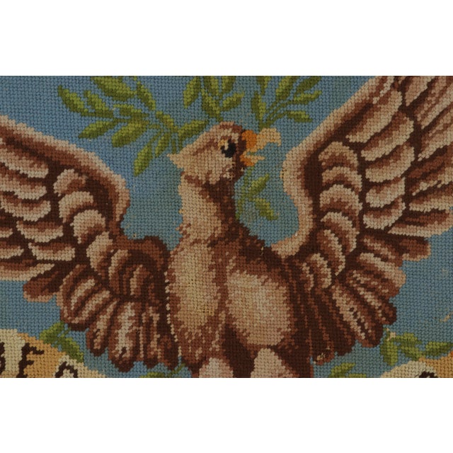 Rug & Kilim 1960s Signed Vintage American Needlepoint and Blue Pictorial Rug For Sale - Image 4 of 8