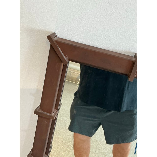 Vintage Patinated Wrought Iron Mirror For Sale - Image 9 of 12