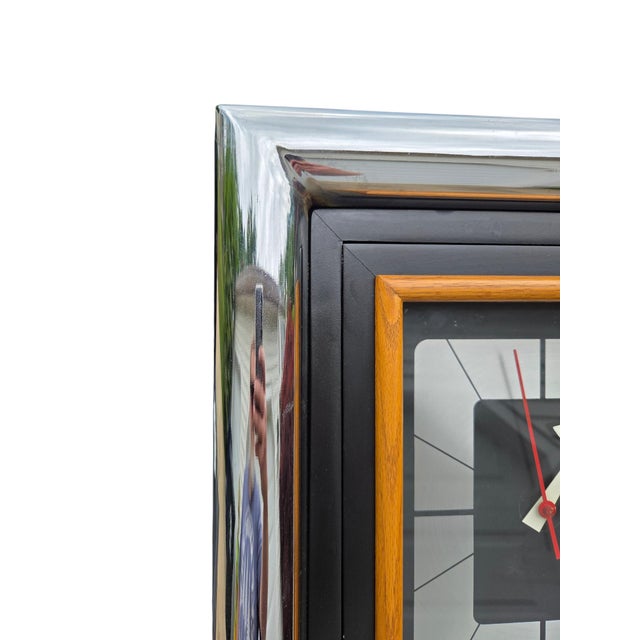 Wood Vintage George Nelson for Howard Miller Grandfather Clock Mid Century Chrome For Sale - Image 7 of 17
