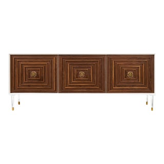 Modshop Walnut & Matte White 3 Door Credenza For Sale