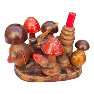 Vintage Candleholder in Wood, 1970s For Sale