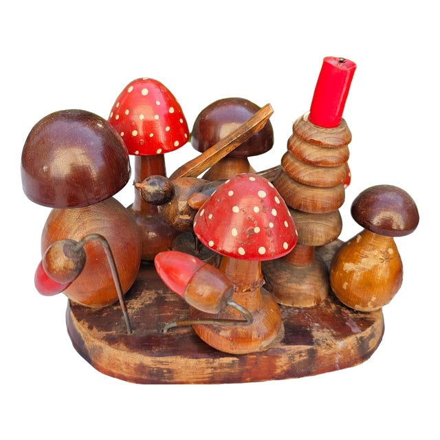 Vintage Candleholder in Wood, 1970s For Sale