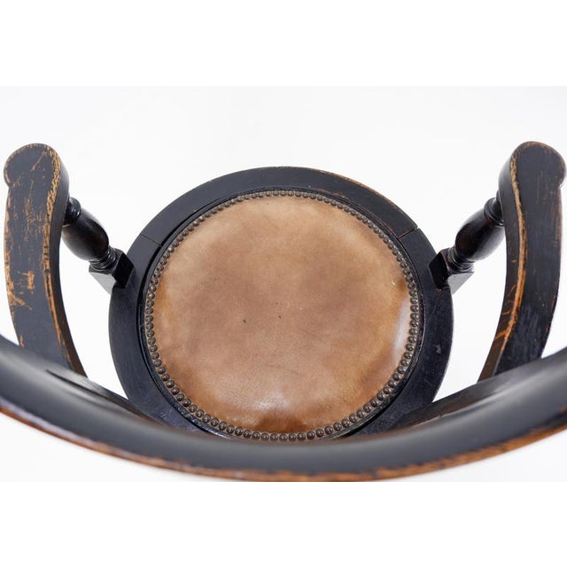 Antique Black Stained Oak Chair For Sale - Image 10 of 16