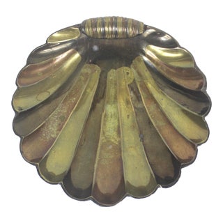 Vintage Brass Footed Shell Dish Copper Bronze Gold Coloured For Sale