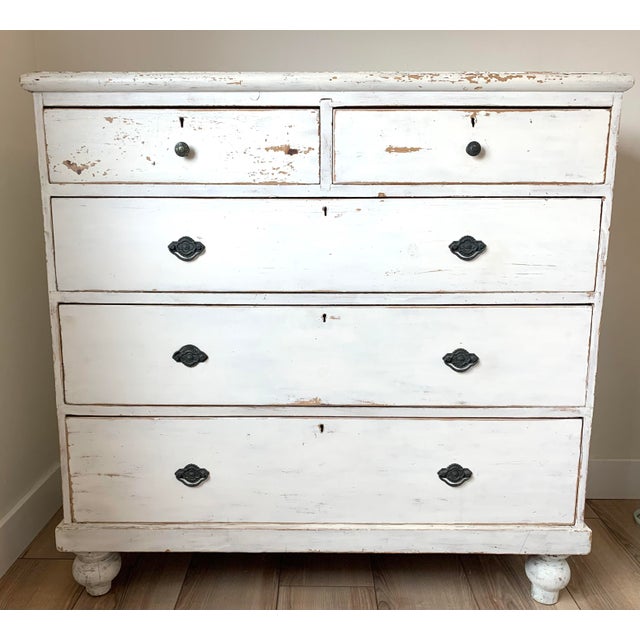 19th Century Antique English Pine Painted Dresser Chairish