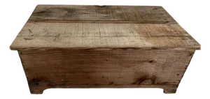 Antique Rustic Wooden Trunk – Primitive Handcrafted Blanket Chest