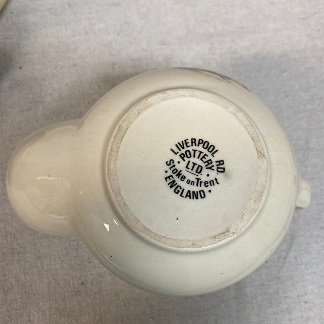 Vintage Scuttle Shaving Mug English Fox Hunt Scene by Liverpool Road Pottery and Antique Brush - 2 Piece For Sale - Image 11 of 12