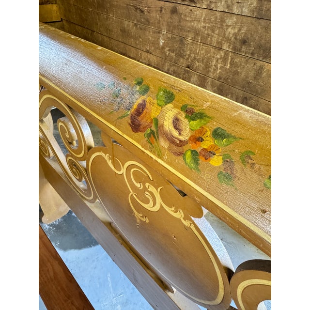 1920s Vintage Hand-Painted Country Provincial Wooden Bed Frame For Sale - Image 5 of 13