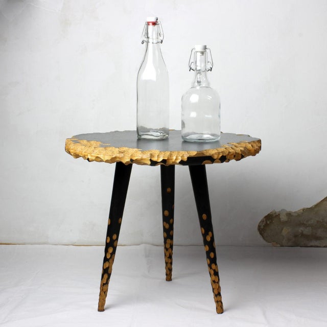 Moon Side Table - Sculptural Reclaimed Wood Side Table by Gabor Gobi For Sale - Image 9 of 10