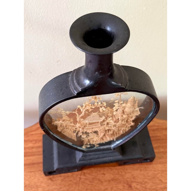 Large Mid-Century Vase Shaped Chinese Cork Carving Diorama For Sale - Image 9 of 10
