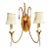 1990s Mid-Century Modern Gold Leaf 2-Light Crystal Wall Sconce For Sale