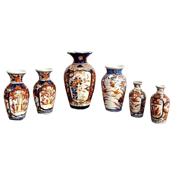 Small Japanese Imari Vases, 1900s, Set of 6 For Sale