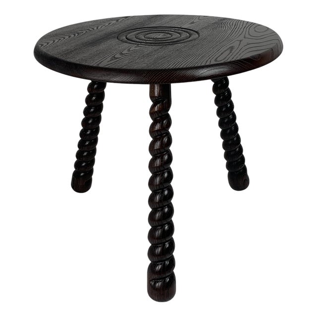 Modern Bobbin Wood Turned Side Table by Charles Dudouyt For Sale