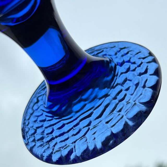 Mid 20th Century 6 Vintage Cobalt Blue Stemmed Goblets (12 Oz). For Sale - Image 5 of 9