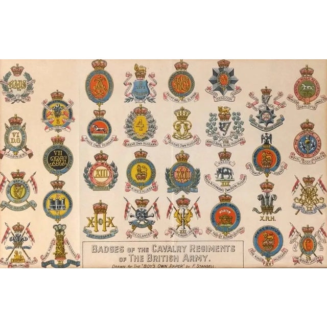 1920s Badges of the Calvary Regiments of the British Army Drawn for the "Boys Own Paper" by F. Stansell C1920 Print For Sale - Image 5 of 5