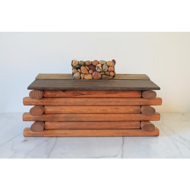 Late 20th Century Vintage Handmade Log Cabin Tissue Box Cover For Sale - Image 5 of 7