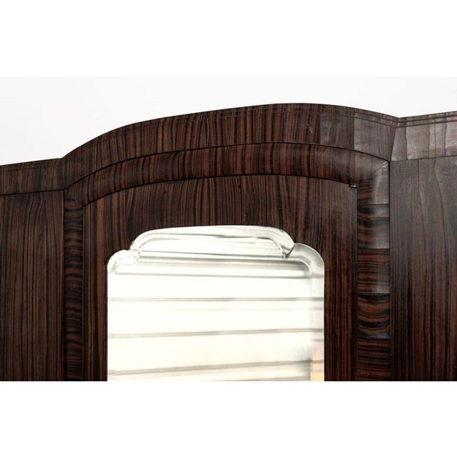 Antique French Art Deco Macassar Ebony Wood Wardrobe Armoire Cabinet, 1940s For Sale - Image 9 of 12