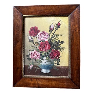 A.Rcemscl, Floral Still Life with Roses, 1900, Oil Painting on Canvas, Framed For Sale