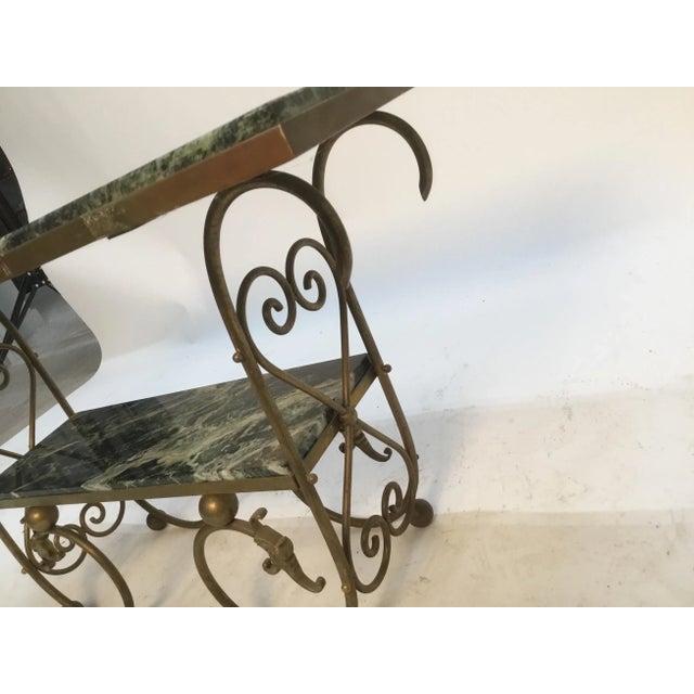 Green 19th Century French Marble and Brass Two-Tier Table For Sale - Image 8 of 12