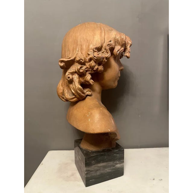 19th Century French Terracotta Bust of a Young Boy, 1890 For Sale - Image 6 of 10