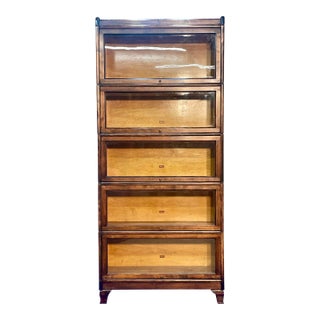 Barrister Bookcase by Weis Manufacturing Co. Antique 5-Stack For Sale
