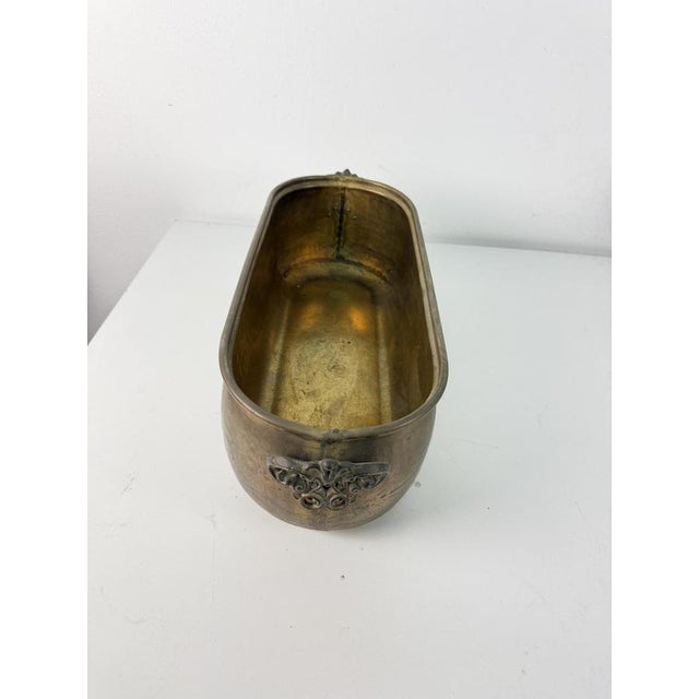 Metal Large Oval Italian Brass Planter, 1950s For Sale - Image 7 of 14