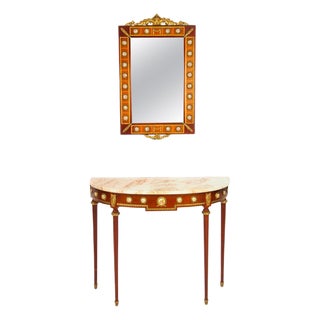 Ormolu & Porcelain Mounted Console Table & Mirror by Epstein, 20th Century, Set of 2 For Sale
