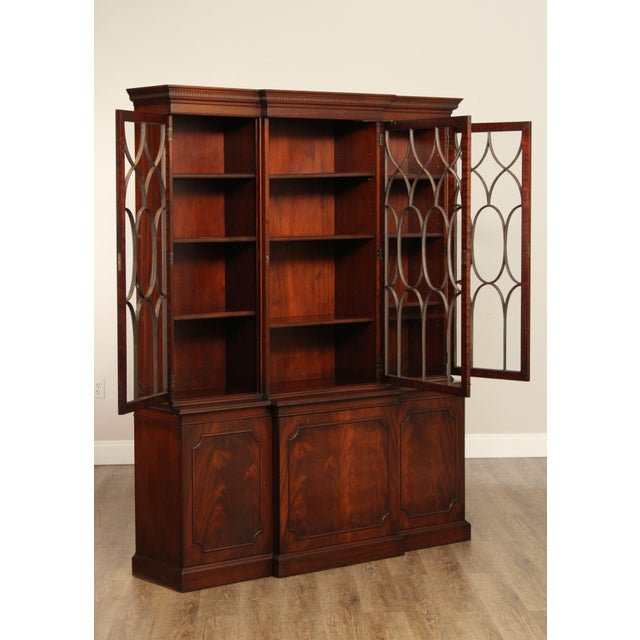 Traditional Charak Georgian Style Mahogany Hand Crafted Breakfront For Sale - Image 3 of 14