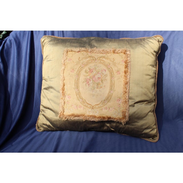 Textile Late 19th Century Antique French Aubusson Pillow For Sale - Image 7 of 7