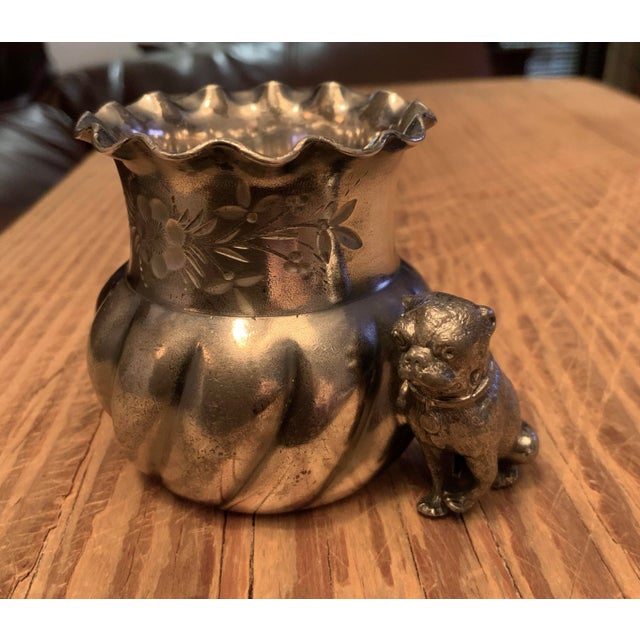 Victorian Silverplate Figural Toothpick Holder or Match Holder With Pug / French Bulldog / Boxer – Rare 19th C. Novelty - See Pics! For Sale In New Orleans - Image 6 of 8