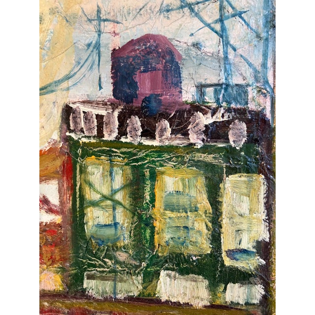 1960s San Francisco Bay Bridge Expressionist Cityscape Oil on Masonite. Signed For Sale - Image 5 of 12