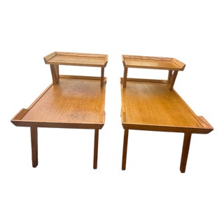 Mid Century Modern Rare 1952 Lane Alta Vista Style No. 47 Two-Tier Oak End Tables – Pair For Sale