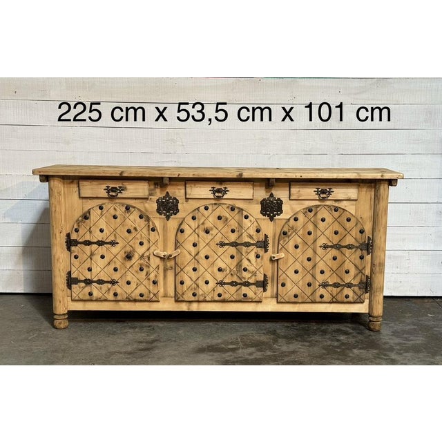 1920s French Bleached Oak Gothic Sideboard, 1925 For Sale - Image 5 of 16